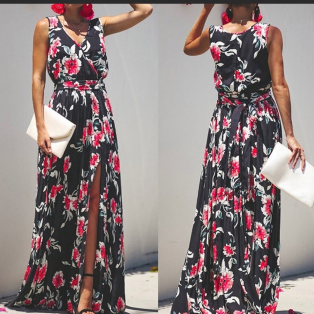 NEW - Women’s Floral Maxi Dress with Slits